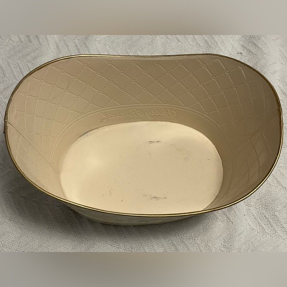 Harry & David Metal Storage Organizing Container cream and gold. - Picture 2 of 6